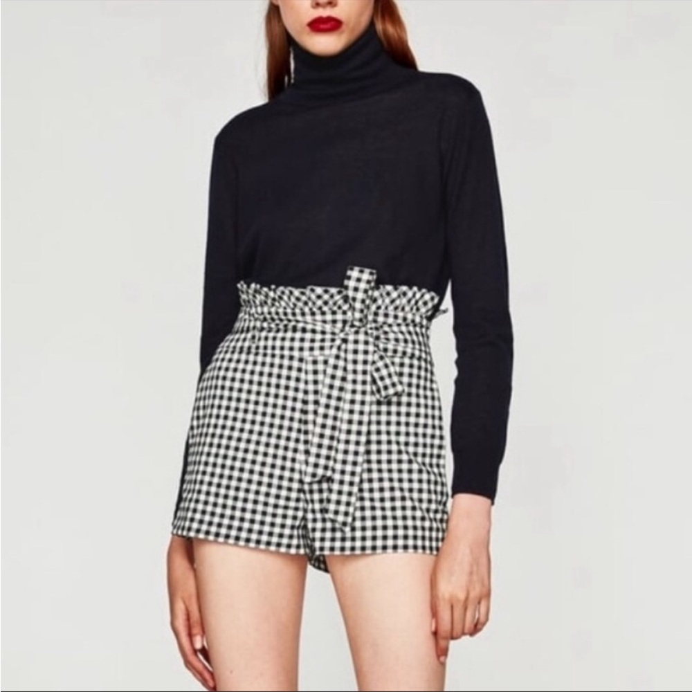 ZARA Gingham Paper Bag Shorts